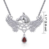 Celtic Pegasus Horse with Wing Silver Necklace TNC540 - Jewelry