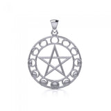 Phases of the Moon Pentacle Silver Pendant TP1038