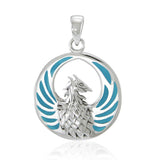 Silver Phoenix Pendant with Gem TP2819 - Jewelry