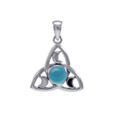 Celestial Triquetra Silver Pendant with Gem TP3270 - Jewelry