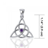 Triquetra Silver Gemstone Pendant TP3380 - Jewelry