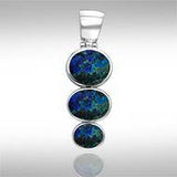 Round Tiered Cabochon Silver Pendant TPD111 - Jewelry