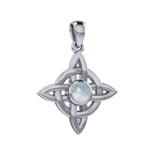 Celtic Knotwork Wheel of Being Sterling Silver Pendant with Gemstone TPD130