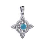 Celtic Knotwork Wheel of Being Sterling Silver Pendant with Gemstone TPD130