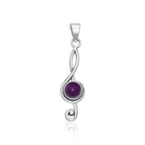 Music Clef Cabochon Gemstone Pendant TPD1719 - Jewelry