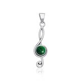 Music Clef Cabochon Gemstone Pendant TPD1719 - Jewelry