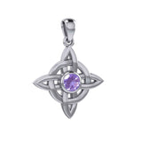 Celtic Quaternary knot Sterling Silver Pendant with Gemstone TPD3028