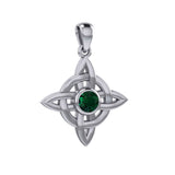 Celtic Quaternary knot Sterling Silver Pendant with Gemstone TPD3028