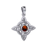 Celtic Quaternary knot Sterling Silver Pendant with Gemstone TPD3028