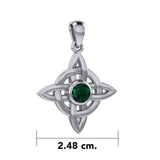 Celtic Quaternary knot Sterling Silver Pendant with Gemstone TPD3028