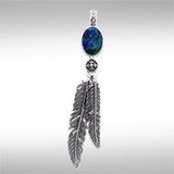 Turquoise Feather Talisman Pendant TPD3282 - Jewelry