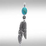 Turquoise Feather Talisman Pendant TPD3282 - Jewelry