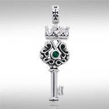 Crown Key Sterling Silver Pendant with Gemstone TPD3285 - Jewelry