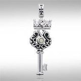 Crown Key Sterling Silver Pendant with Gemstone TPD3285 - Jewelry