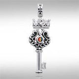 Crown Key Sterling Silver Pendant with Gemstone TPD3285 - Jewelry