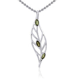 Leaf Silver Pendant with Gemstones TPD3339