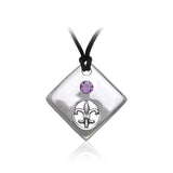 Square Fleur De Lis Silver Pendant TPD357