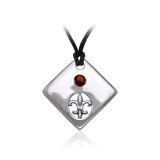 Square Fleur De Lis Silver Pendant TPD357 - Jewelry