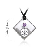 Square Fleur De Lis Silver Pendant TPD357 - Jewelry