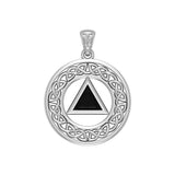 AA Recovery with Celtic Boarder Silver Pendant TPD3938