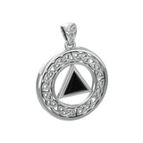 AA Recovery with Celtic Boarder Silver Pendant TPD3938