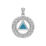 AA Recovery with Celtic Boarder Silver Pendant TPD3938