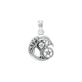 Crescent Moon Tree of Life with Star Silver Pendant TPD4311