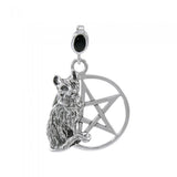 Cat Familiar Protection Pentacle Sterling Silver Pendant - Magicksymbols