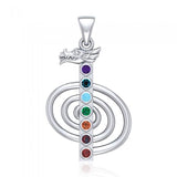 The Reiki Cho Ku Rei with Dragon Head Sterling Silver Pendant with Chakra TPD4963 - Jewelry