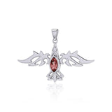 Modern Raven with Gemstone Silver Jewelry Pendant TPD5253 - Jewelry