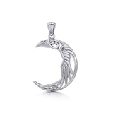 The Celtic Moon Raven Silver Pendant TPD5261 - Jewelry