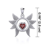 Spreading Angel Wings Silver Pendant with Gemstone TPD5289 - Jewelry