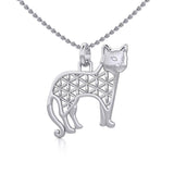 Flower of Life Cat Silver Pendant TPD5298 - Jewelry