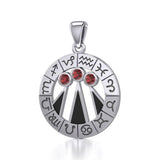 Zodiac Wheel with Awen The Three Rays of Light Silver Pendant TPD5308 - Jewelry