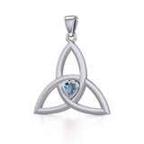 The Celtic Trinity Knot Silver Pendant with Heart Gemstone TPD5342 - Jewelry