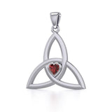 The Celtic Trinity Knot Silver Pendant with Heart Gemstone TPD5342 - Jewelry