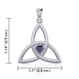 The Celtic Trinity Knot Silver Pendant with Heart Gemstone TPD5342 - Jewelry