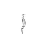 Italian Horn Good Luck Charm Silver Pendant Small Version TPD5350 - Jewelry