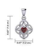 Celtic Knotwork Silver Pendant with Heart Gemstone TPD5353 - Jewelry