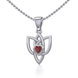 Celtic Knotwork Silver Pendant with Heart Gemstone TPD5354 - Jewelry