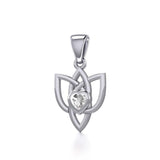 Celtic Knotwork Silver Pendant with Heart Gemstone TPD5354 - Jewelry