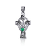 Claddagh Celtic Cross with Lucky Four Leaf Clover Silver Pendant TPD5359 - Jewelry