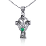 Claddagh Celtic Cross with Lucky Four Leaf Clover Silver Pendant TPD5359 - Jewelry