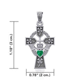 Claddagh Celtic Cross with Lucky Four Leaf Clover Silver Pendant TPD5359 - Jewelry