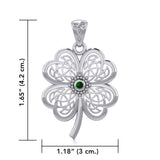 Lucky Celtic Four Leaf Clover Silver Pendant with Gemstone TPD5373 - Jewelry