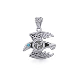 Behind the Mystery of the Mythical Raven Silver Jewelry Pendant with Gemstone TPD5381 - Jewelry