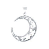 A Glimpse of the Crescent Moon and Stars Silver Pendant TPD5391
