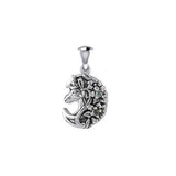 Mythical Moon Unicorn Silver Pendant with Gemstone TPD5406 - Jewelry