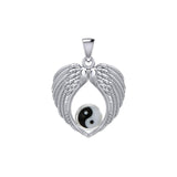 Feel the Tranquil in Angels Wings Silver Pendant with Yin Yang TPD5454 - Jewelry