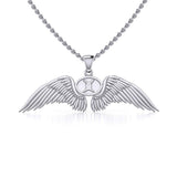 Guardian Angel Wings Silver Pendant with Gemini Zodiac Sign TPD5517 - Jewelry